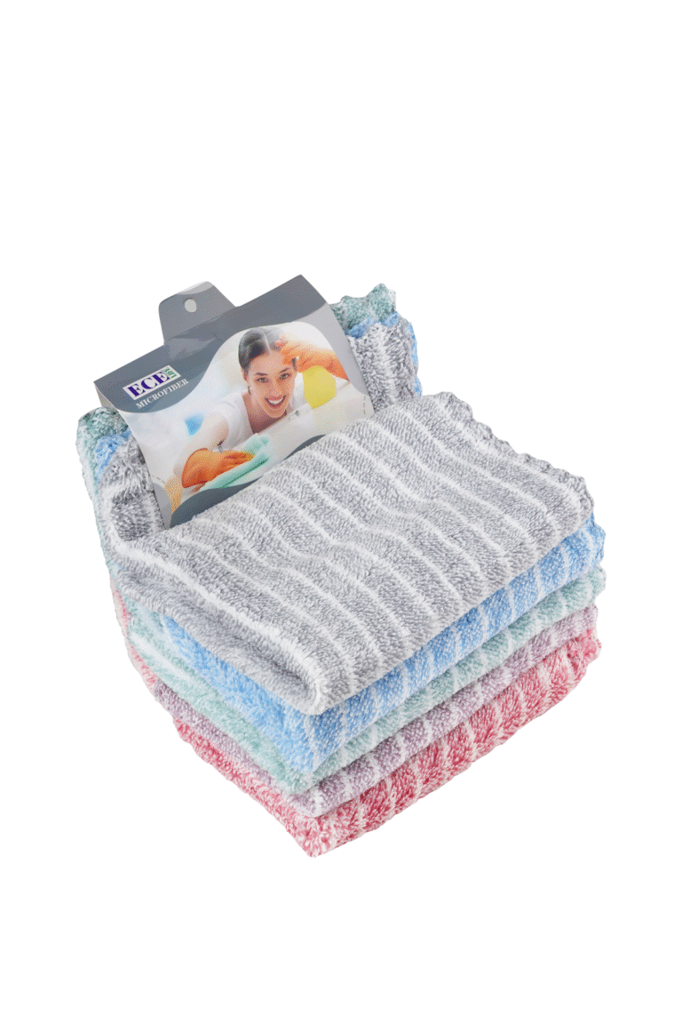 Çizgi Desenli Havlu Formlu Mikrofiber Bez – 5’li